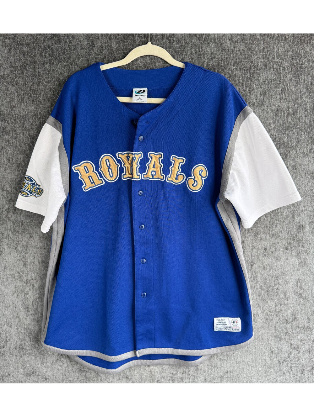 Dynasty Kansas City Royals Baseball Jersey Mens XL Blue White Button Up Est 1969
